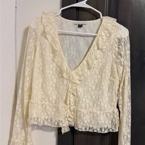 American Eagle Outfitters Cream Lace Blouse